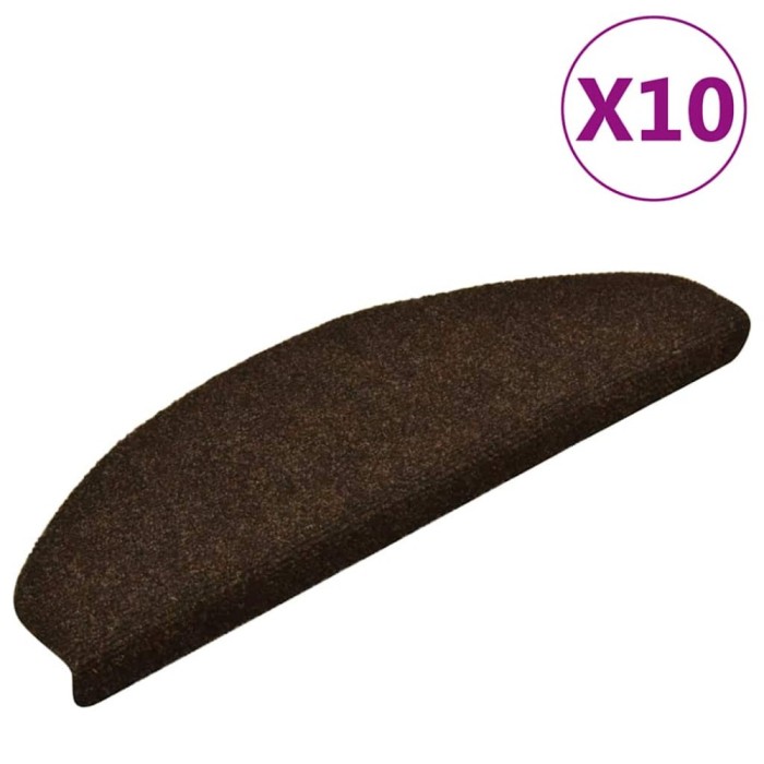 vidaXL Covorașe pentru scări autoadezive, 10 buc., 65x21x4 cm, maro, semirotunde, mari 149713