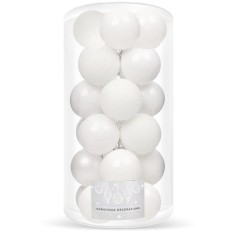 Set globuri de Craciun, 20 bucati, 3 modele, 4cm, alb Household NewTrend