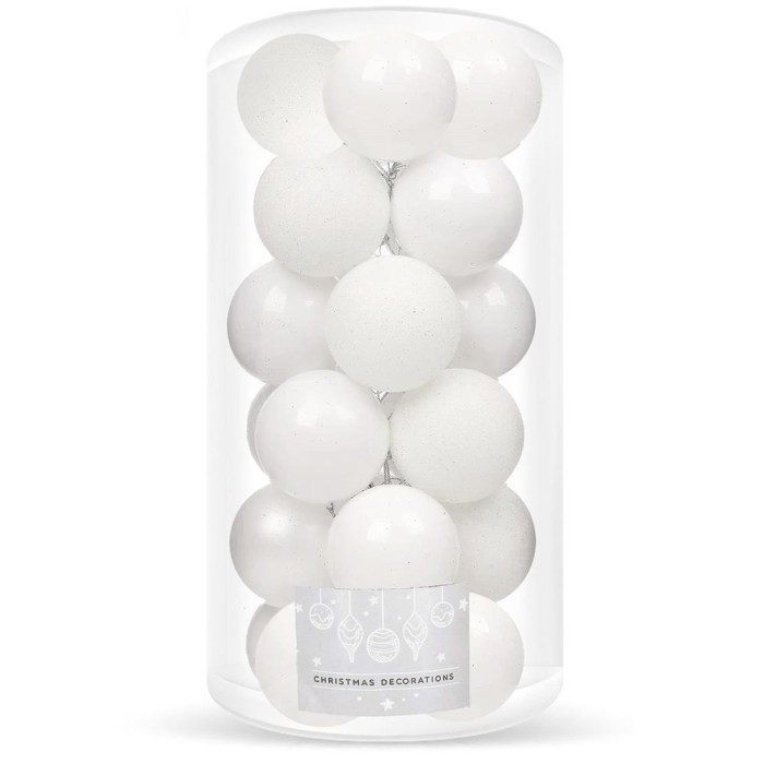Set globuri de Craciun, 20 bucati, 3 modele, 4cm, alb Household NewTrend