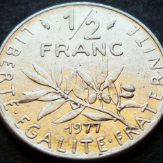 Moneda 1/2 FRANC (50 CENTIMES) - FRANTA, anul 1977 *cod 3478