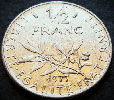Moneda 1/2 FRANC (50 CENTIMES) - FRANTA, anul 1977 * cod 3478 foto