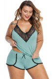 P752-1200 Pijama casual marimi mari din top si pantaloni scurti