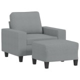 Cumpara ieftin Fotoliu canapea cu taburet, gri deschis, 60 cm, textil