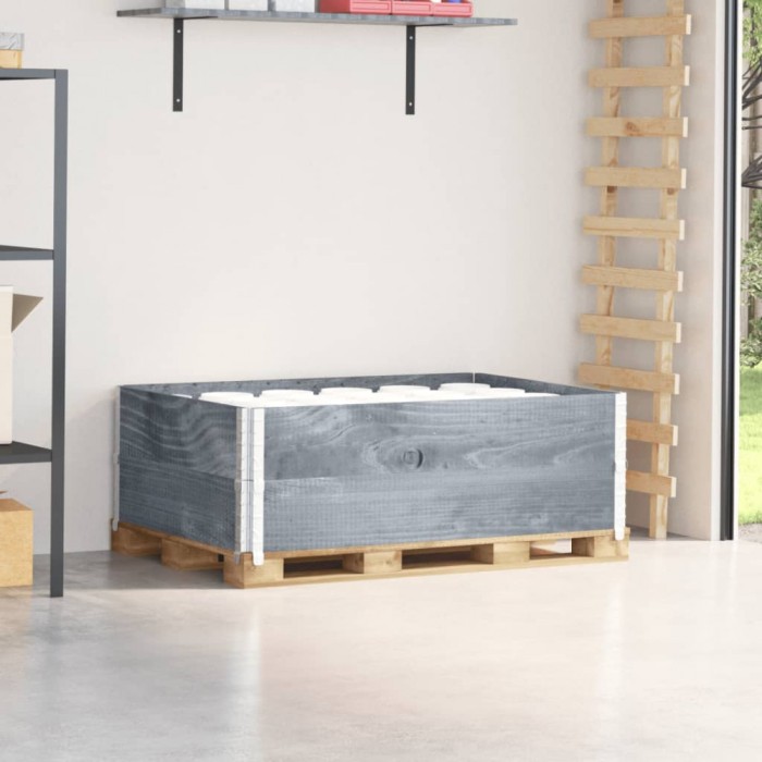 vidaXL Rame pentru paleți, 2 buc., gri, 120x80 cm, lemn masiv de pin 4010277