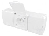 Conector Alimentare AC 2P+PE 250V 16A Alb Montaj Perete