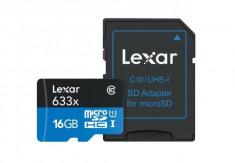 Card MicroSDHC Lexar 16 GB CLS10 UHS-I 95MB/s + adaptor SD foto