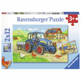 Puzzle 2x12 piese - Santier Constructii si Ferma | Ravensburger