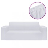Husa elastica pentru canapea cu 2 locuri poliester jersey alb