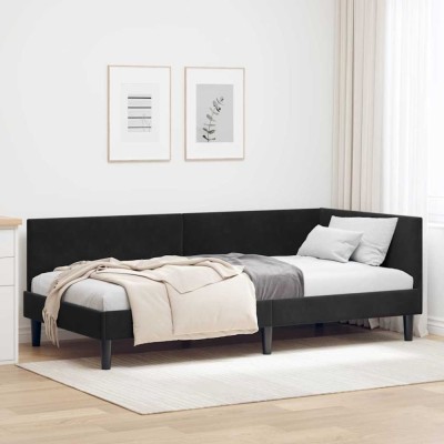 vidaXL Cadru de pat colțar Altele cu headboard Negru 80 x 200 cm 42016211 foto
