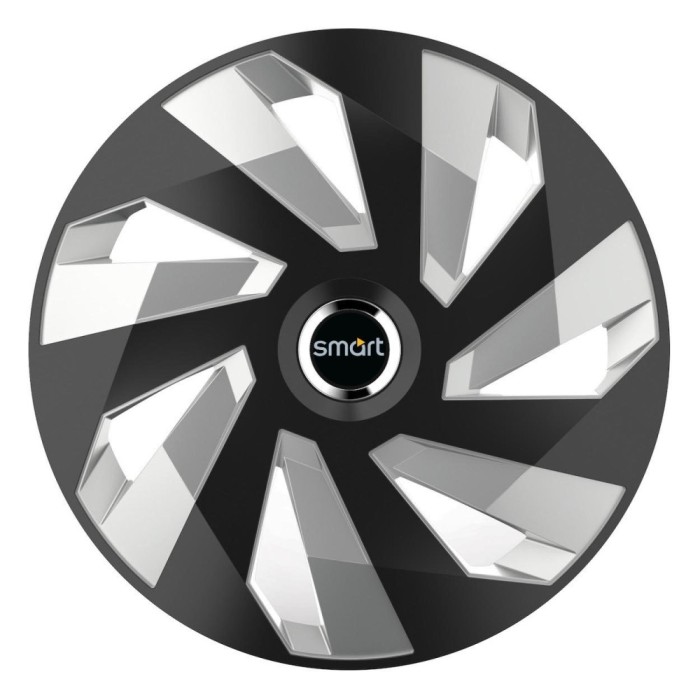 Set 4 Capace Roti, potrivite jantelor de R15, pentru Smart, model vector black and silver