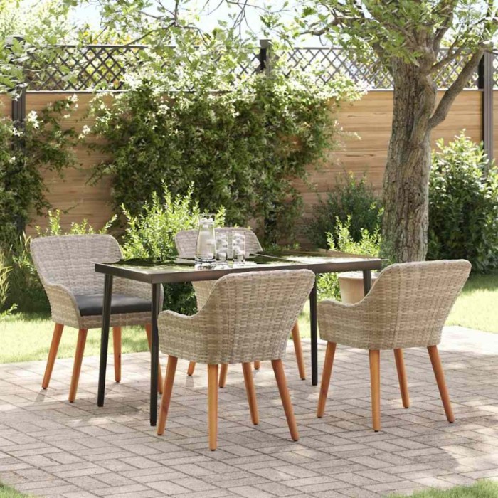 Set de dining Gri deschis Rattan poli