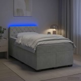 Cumpara ieftin Pat boxspring cu saltea Gri deschis 120 x 190 cm Catifea
