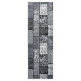 Cumpara ieftin Covor traversă, gri cu dreptunghiuri, 80x250 cm, BCF