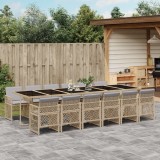 vidaXL Set mobilier de grădină cu perne, 13 piese, bej, poliratan 3210768
