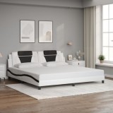 VidaXL Cadru de pat cu tăblie alb și negru 200x200cm piele artificială