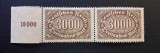 Germania Republica de la Weimar 1923 Inflație "3000 Mark" (Pereche Orizontală MNH cu Margine St&acirc;nga de Coliță &amp; Cifra de R&acirc;nd 18000) - FD1