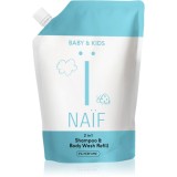 Naif Baby &amp; Kids 2-in-1 gel si sampon pentru bebelusi fara parfum Reffil 500 ml