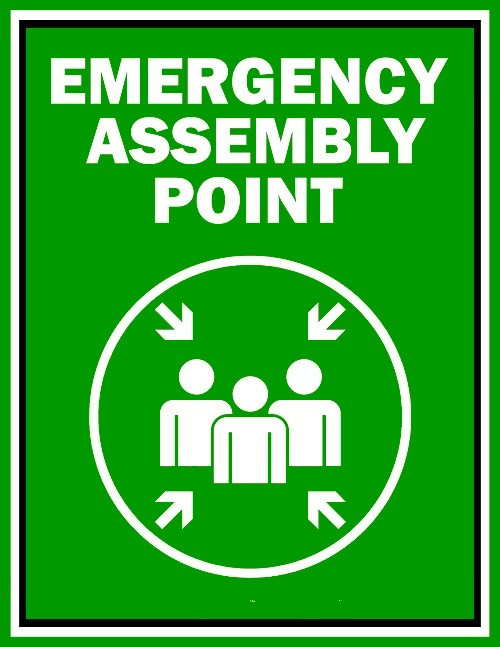 Sign emergency assembly point
