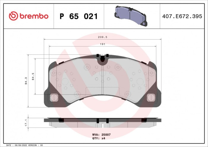 BREMBO P 65 021 PRIME LINE set placute frana disc