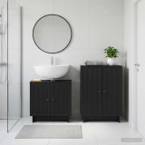 Cumpara ieftin Set de dulapuri pentru baie, 2 piese EDE Negru Lemn prelucrat
