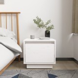 vidaXL Noptieră, alb, 35x34x32 cm, lemn masiv de pin