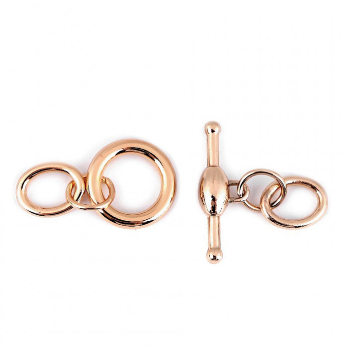 Inchizatoare metalica decorativa toggle pentru confectii 37 x 62 mm Auriu rose