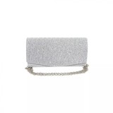 Cumpara ieftin Geanta plic seara pentru ocazii si petreceri, argintiu, sclipici, mic, 20 x 10 cm, Magrot 24013