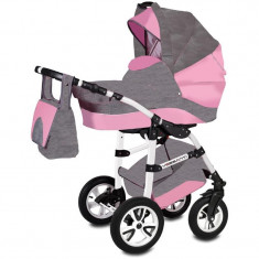 Carucior Flamingo Easy Drive 3 in 1 Vessanti, 0 luni+, Gray/Pink foto