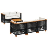 Cumpara ieftin Set mobilier de gradina cu perne, 6 piese, negru, poliratan