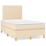 Cumpara ieftin Pat box spring cu saltea, crem, 120x200 cm, textil