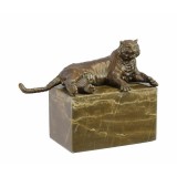 Tigru sezand-statueta din bronz cu soclu marmura YY-130