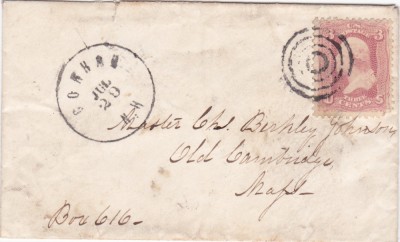 AMS @ - PLIC SUA 1861 stampila GORHAM, FRANCATURĂ SIMPLĂ, francat cu 3 Cents MICHEL 18 - 1861/1869 foto