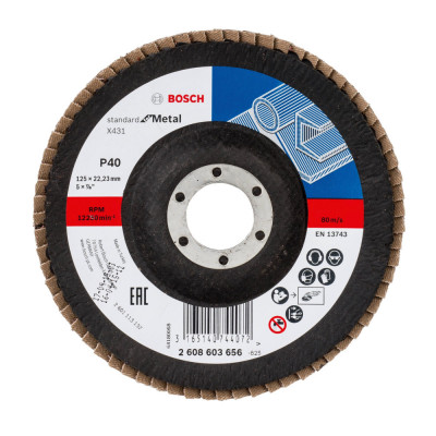 Bosch Disc de slefuire evantai X431, Standard for Metal 125mm, 22,23mm, 40 foto