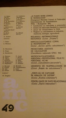 Automatica management calculatoare AMC nr 49 1985 foto