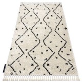 Covor Berber TETUAN B751 zigzag cremă Franjuri shaggy, 140x190 cm