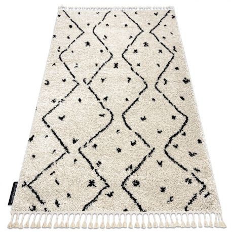 Covor Berber TETUAN B751 zigzag cremă Franjuri shaggy, 80x150 cm
