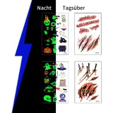 Cumpara ieftin Set 5 piese, mantie si 4 foi cu stickere decorative cu tematica Halloween, lungime 190 cm, textil, PVC, multicolor