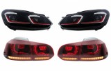 Faruri LED si Stopuri FULL LED VW Golf 6 VI (2008-2013) Facelift G7.5 GTI Design Rosu Semnalizare Secventiala LHD Performance AutoTuning