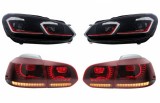 Faruri LED si Stopuri FULL LED VW Golf 6 VI (2008-2013) Facelift G7.5 GTI Design Rosu Semnalizare Secventiala LHD Performance AutoTuning