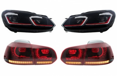 Faruri LED si Stopuri FULL LED VW Golf 6 VI (2008-2013) Facelift G7.5 GTI Design Rosu Semnalizare Secventiala LHD Performance AutoTuning foto