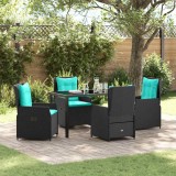 vidaXL Set de masă pentru grădină 5 pcs Negru Rattan poli