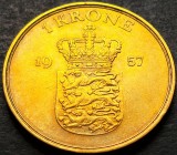 Moneda istorica 1 COROANA - DANEMARCA, anul 1957 *cod 5207 C&hearts;S, Europa
