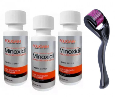 Minoxidil Foligain 5%, 3 Luni Aplicare +Dermaroller, Tratament Pentru Barba / Scalp foto