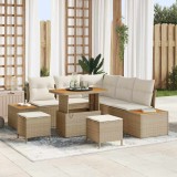 vidaXL Set de canapele pentru grădină cu pernă 8 pcs Bej Rattan poli