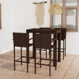 VidaXL Set bar exterior cu cotieră, 5 piese, maro, poliratan