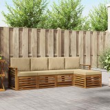 vidaXL Seturi de canapele 5 pcs Natural și Bej Lemn Solid de Acacia 3374663