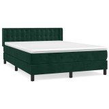 Cumpara ieftin Pat box spring cu saltea, verde inchis, 140x190 cm, catifea