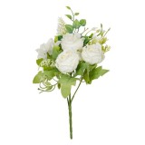 Buchet decorativ artificial cu flori albe,plastic,30 cm, Oem