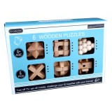 Set 6 Puzzle-uri, din Lemn, Kongming Lock, 4.5 x 4.5 cm, pentru varste de 6 ani si peste, Oem
