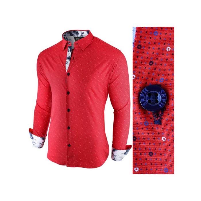 Camasa pentru barbati, rosu, slim fit, casual - Broker in Holiday Camasa pentru barbati, rosu, slim fit, casual - Broker in Holiday